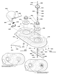 42" Mower Deck - Housing, Arbors And Blades Diagram and Parts List for 2691085-00 (107250040-CTX9000)(2012) Briggs and Stratton Lawn Tractor Accessories